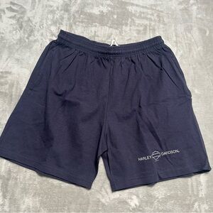 Harley Davidson Sweat Shorts Women’s Large Navy Blue Drawstring Pockets